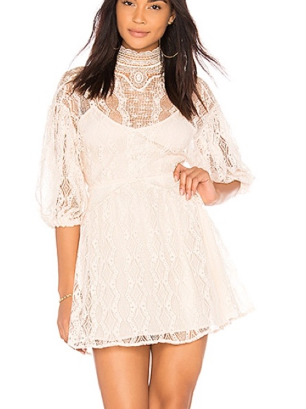 🆕 Free People Bittersweet Lace Mini Dress Cream